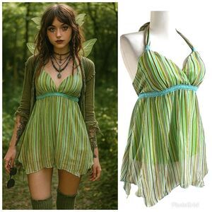 Y2K Jordache Babydoll Top size M Green